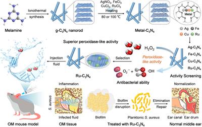 A ruthenium single atom nanozyme-based antibiotic for the treatment of otitis media caused by Staphylococcus aureus